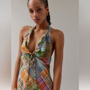 Colorful Plaid Halter Top